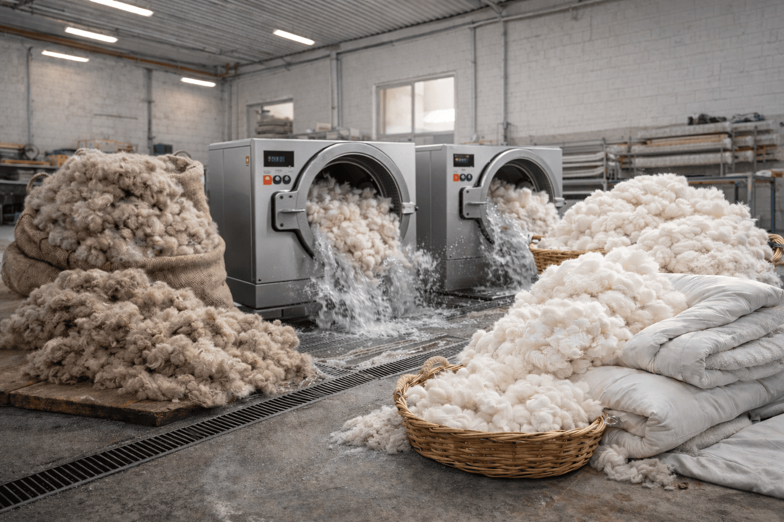 Endüstriyel yün yıkama tesisimiz - profesyonel makinelerle yün ürünlerin yıkanması
